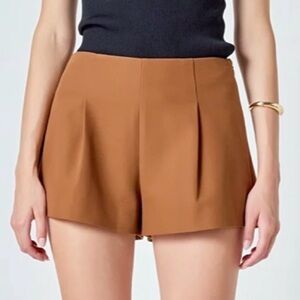 Endless Rose tan high rise shorts, pleated shorts, no waistband shorts